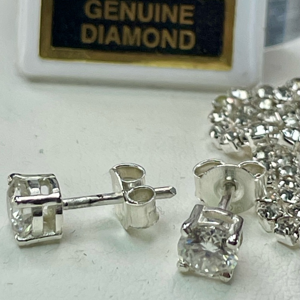 1ct Diamond CERTIFIED studs silver 925 - Picture 9 of 16